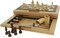 3-in-1 Camphor Wood Chess, Checkers and Backgammon Game Set with a Folding Board and Handle for Easy Travel